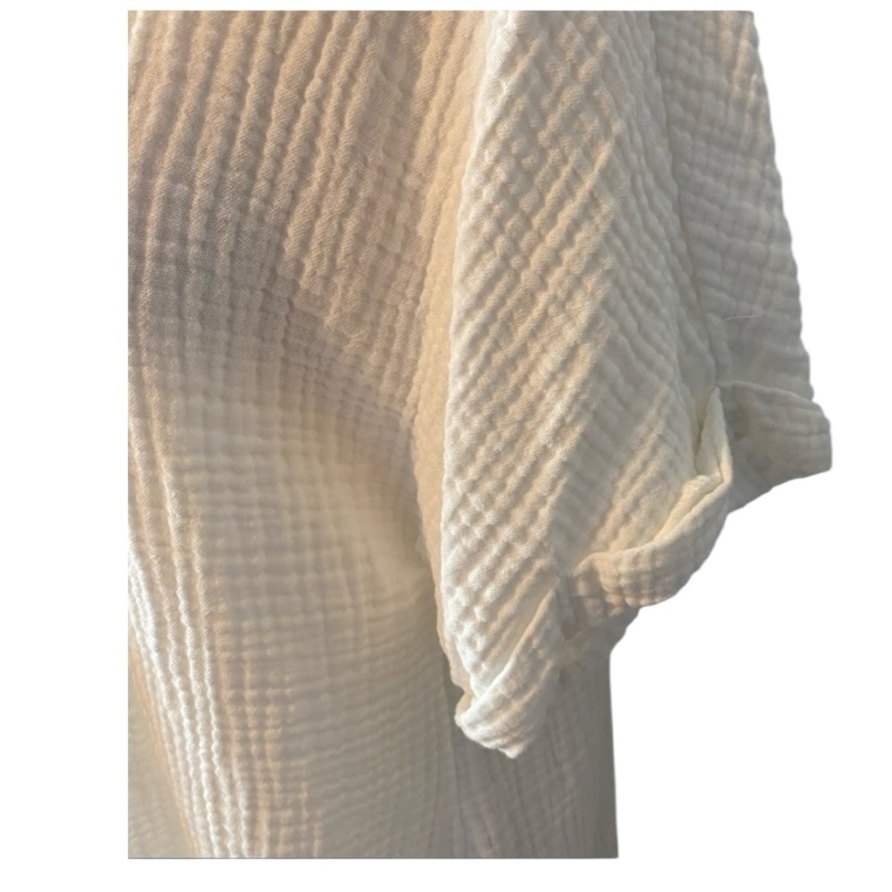 Socialite Cotton Blouse White Tie-Front Button Top Casual Summer Shirt Size L - Picture 9 of 9